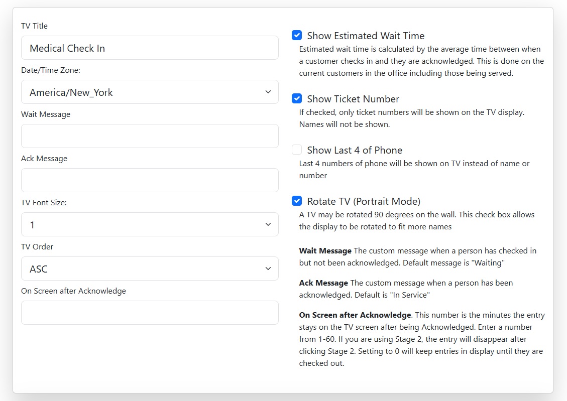 Set up the lobby TV to show names, numbers and advertising to your customers.